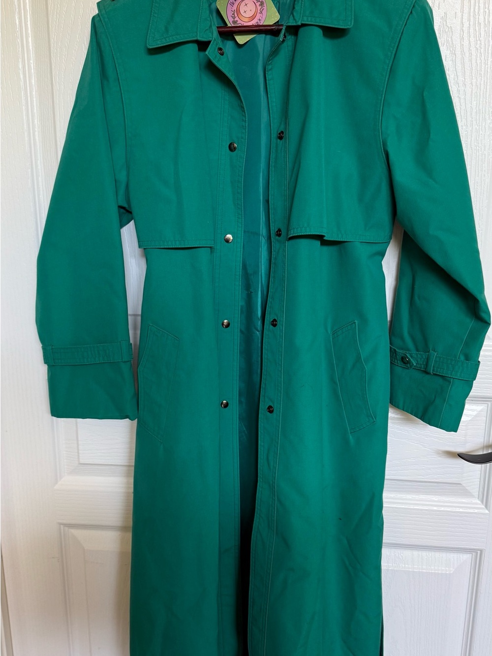 Vintage Green Women's Long Trench Coat - Stylish Raincoat